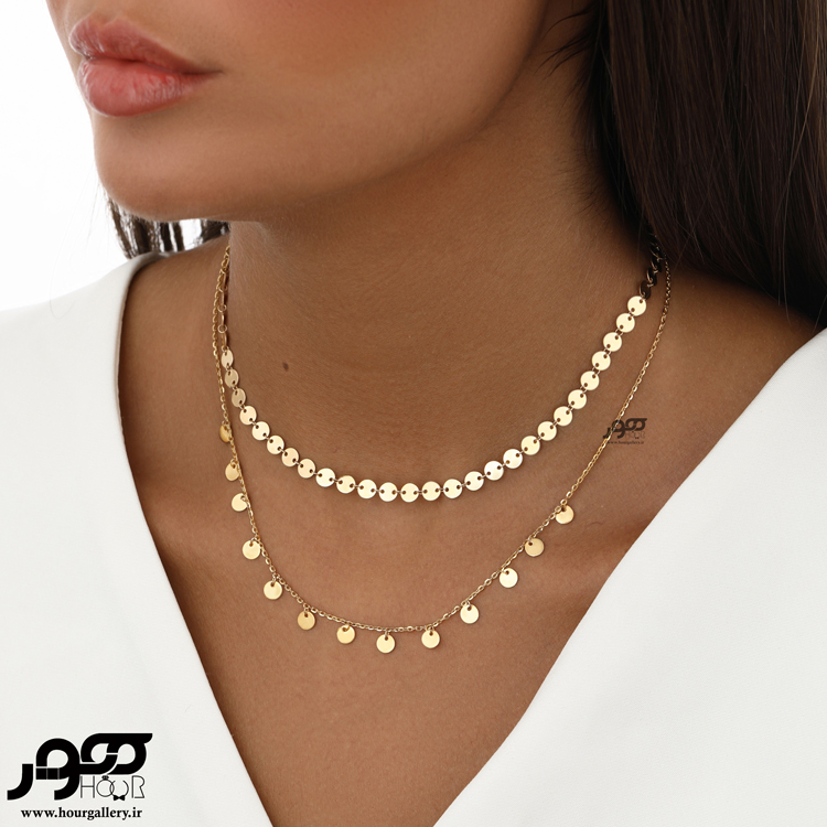 گردنبند طلا زنانه با آویز پولکی کد ACN378