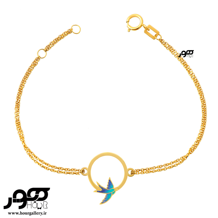 دستبند طلا زنانه طرح پرستو  و دایره کد ALB120