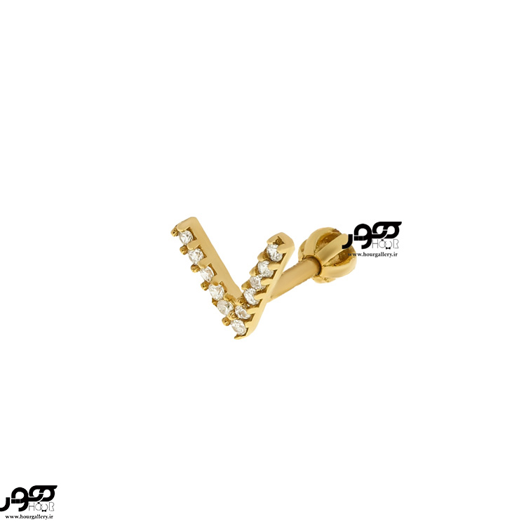 پیرسینگ گوش طلا طرح V کد RPI897